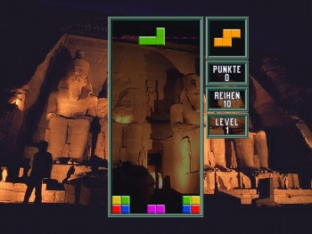 So sieht das mediaGlobe Tetris aus. Als besonderen Clou lässt es sich auch mit zwei Spielern gleichzeitig nebeneinander spielen - der bessere Gewinnt!